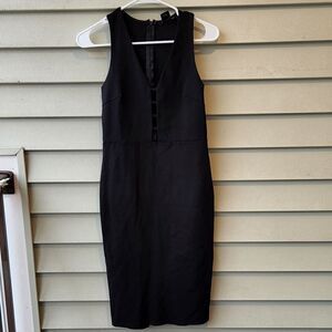 Aqua black dress v neck open chest